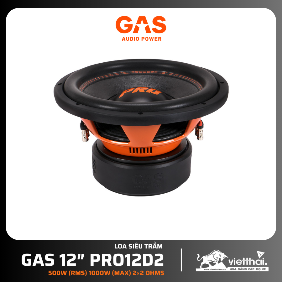 Loa siêu trầm GAS 12″ PRO12D2 | 500W (RMS) 1000W (MAX) 2×2 Ohms